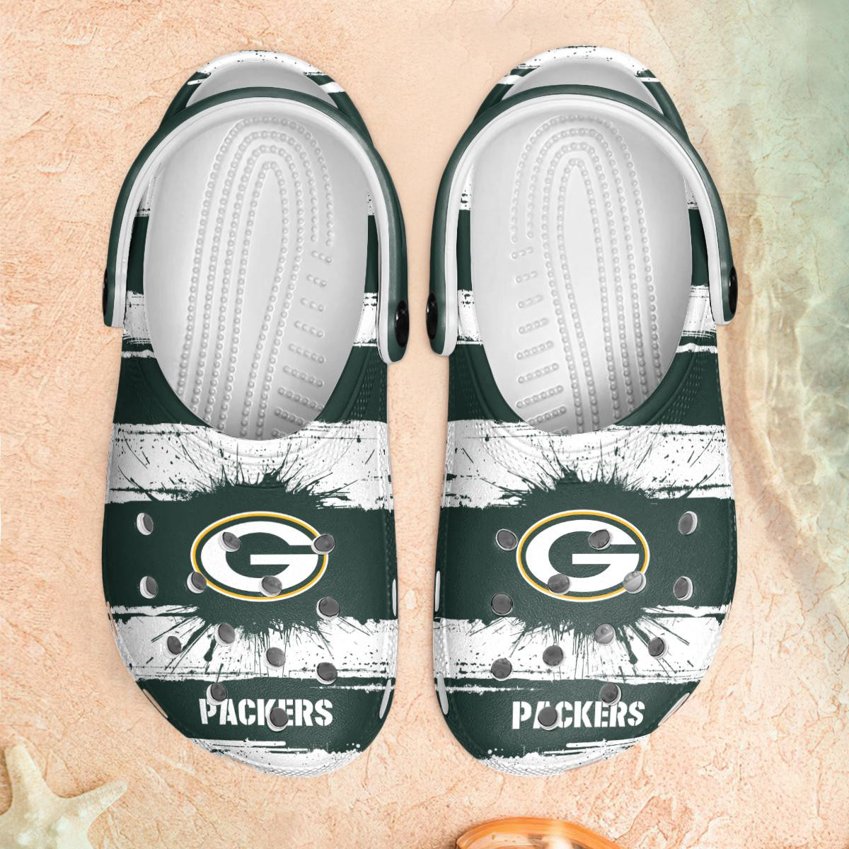 Green Bay Packers Ink Splash Croc Style Clogs