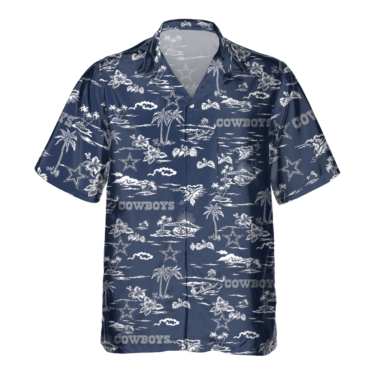 Dallas Cowboys Tropical AOP Pocket Hawaiian Shirt